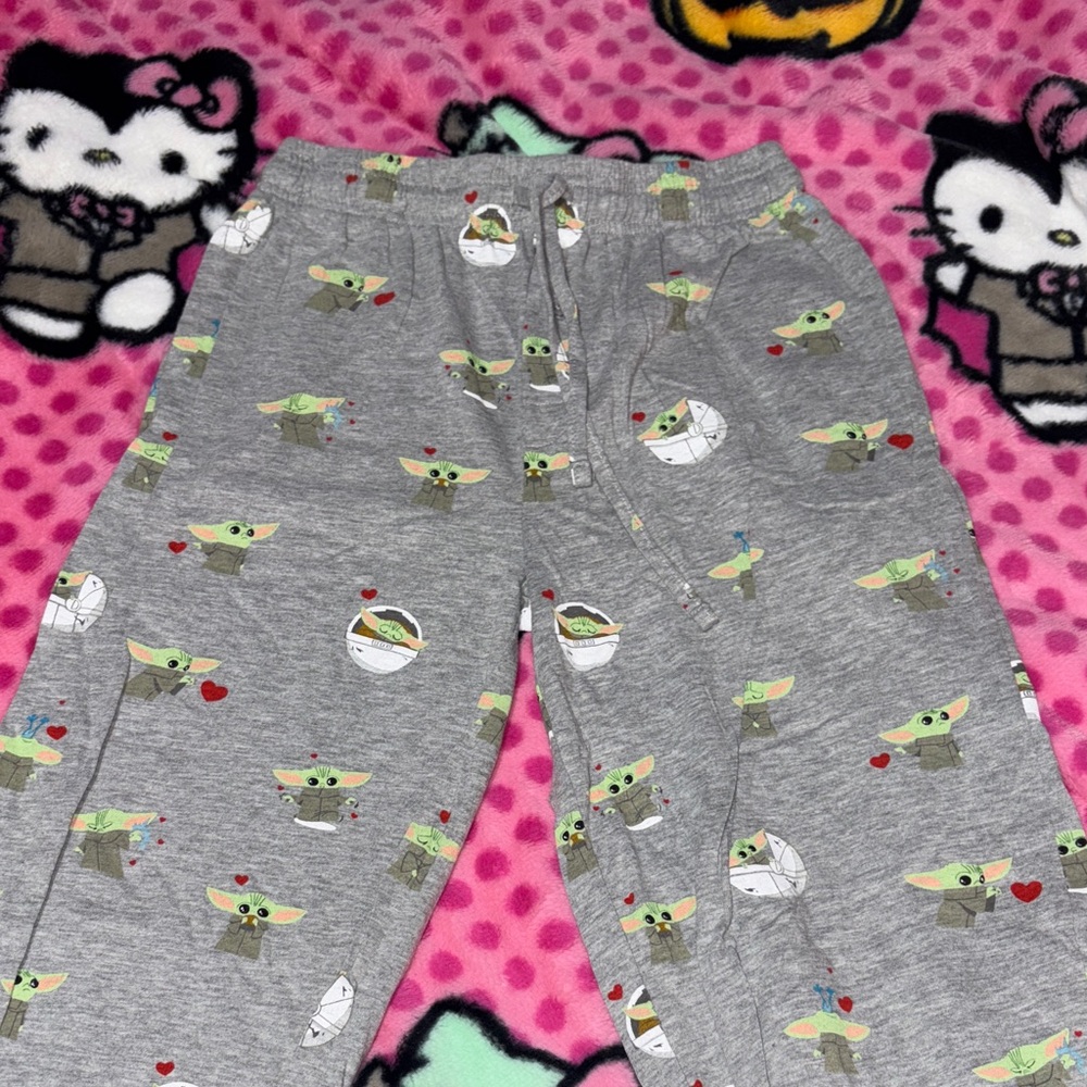Mens Gray Pajamas with Baby Yoda Grogu Star Wars Print